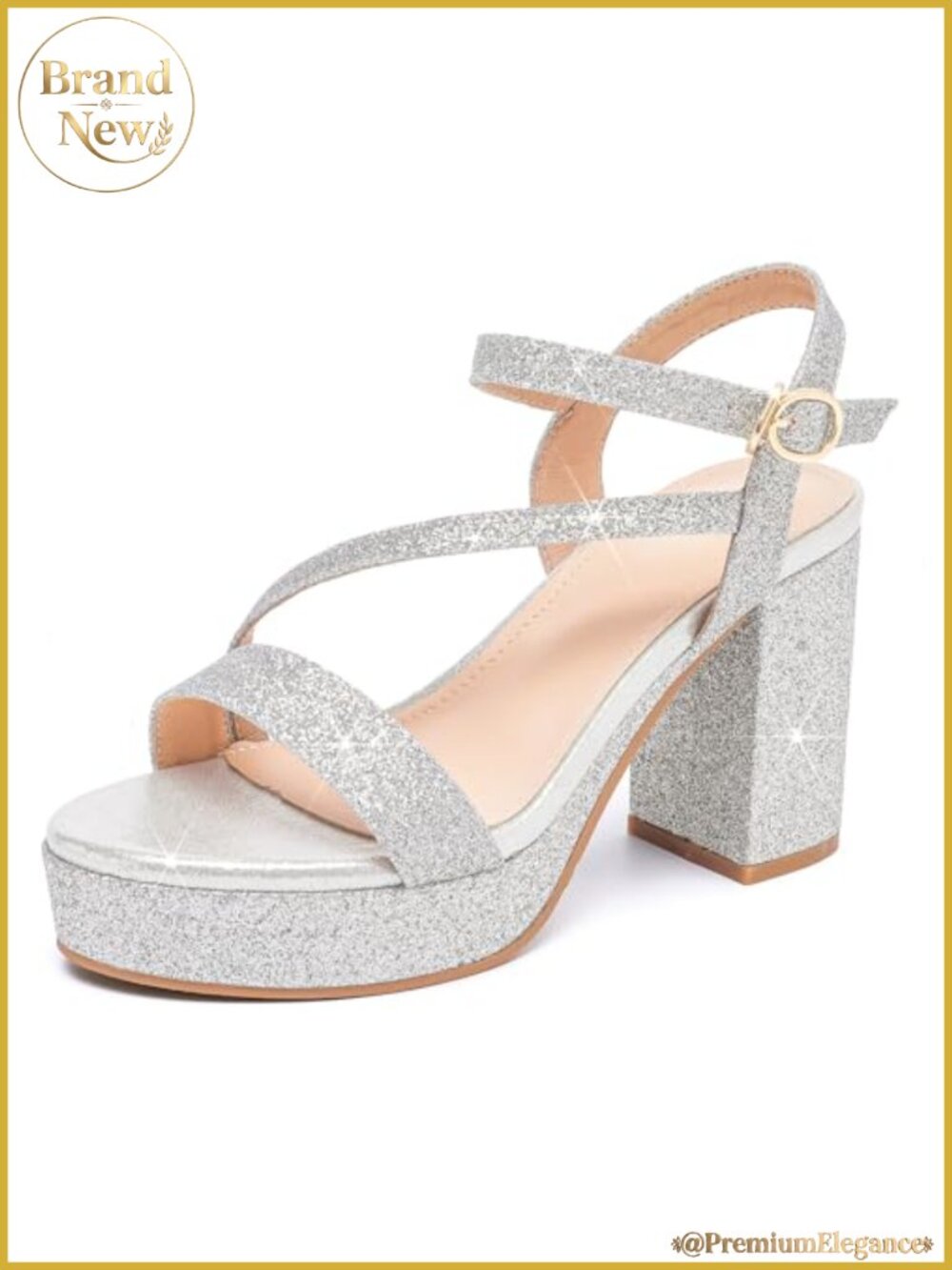 Women's Platform Heeled Sandals Open Toe Ankle Strap Chunky High Heel